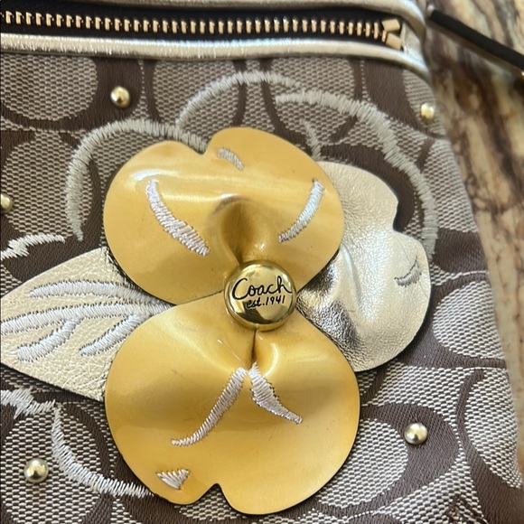 Coach Brown and Gold Clutch Wristlet - Picture 5 of 6